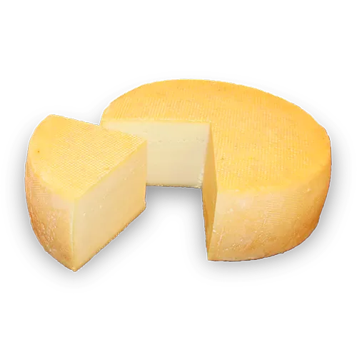 Rueda de queso amarillo abierta